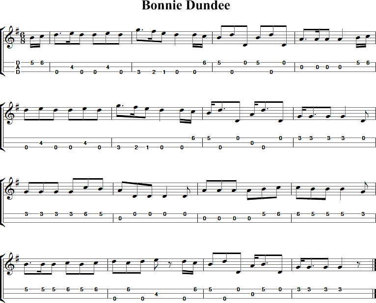 Bonnie Dundee Sheet Music for Dulcimer