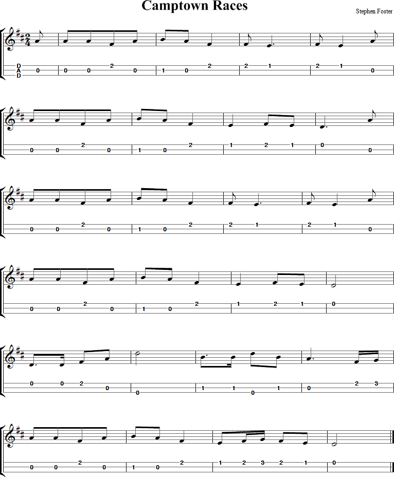 Camptown Races Sheet Music for Dulcimer