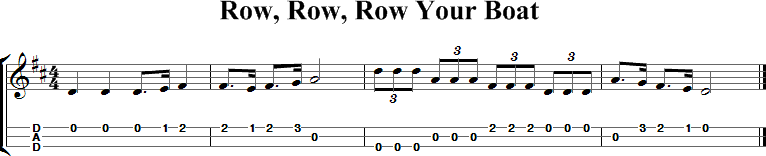 Row, Row, Row Your Boat Sheet Music for Dulcimer