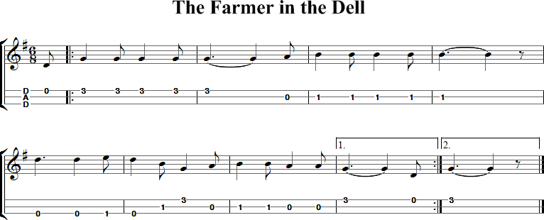 The Farmer in the Dell Sheet Music for Dulcimer