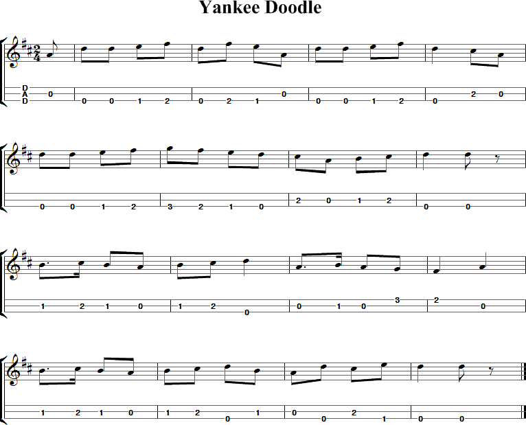 Yankee Doodle Sheet Music for Dulcimer