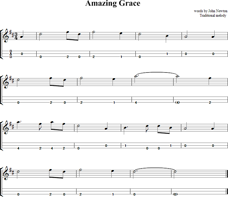 Amazing Grace Sheet Music for Dulcimer