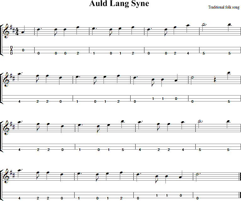 Auld Lang Syne Sheet Music for Dulcimer