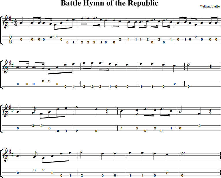 Battle Hymn of the Republic Sheet Music for Dulcimer