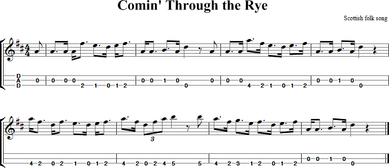 Comin' Through the Rye Sheet Music for Dulcimer