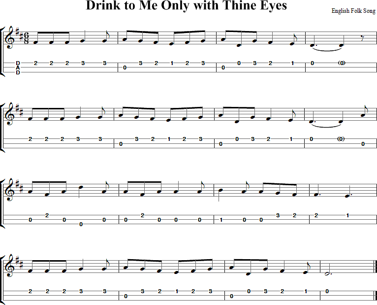 Drink to Me Only with Thine Eyes Sheet Music for Dulcimer
