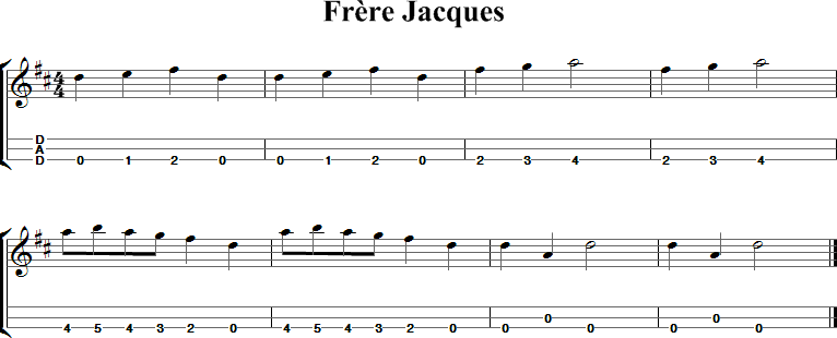 Frere Jacques Sheet Music for Dulcimer