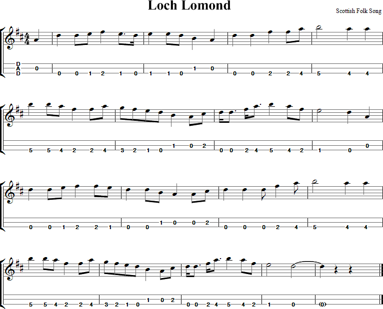 Loch Lomond Sheet Music for Dulcimer