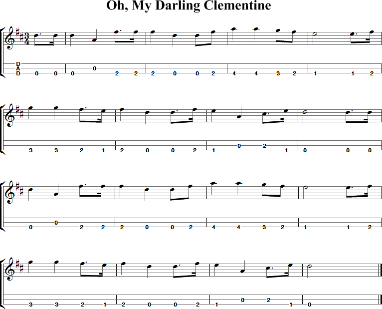 oh my darling clementine guitar chords