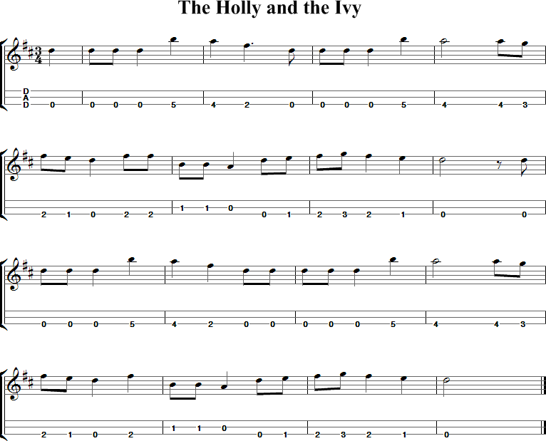 The Holly and the Ivy Sheet Music for Dulcimer