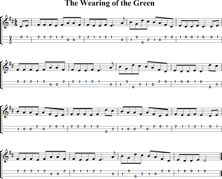 The Wearing of the Green Sheet Music for Dulcimer